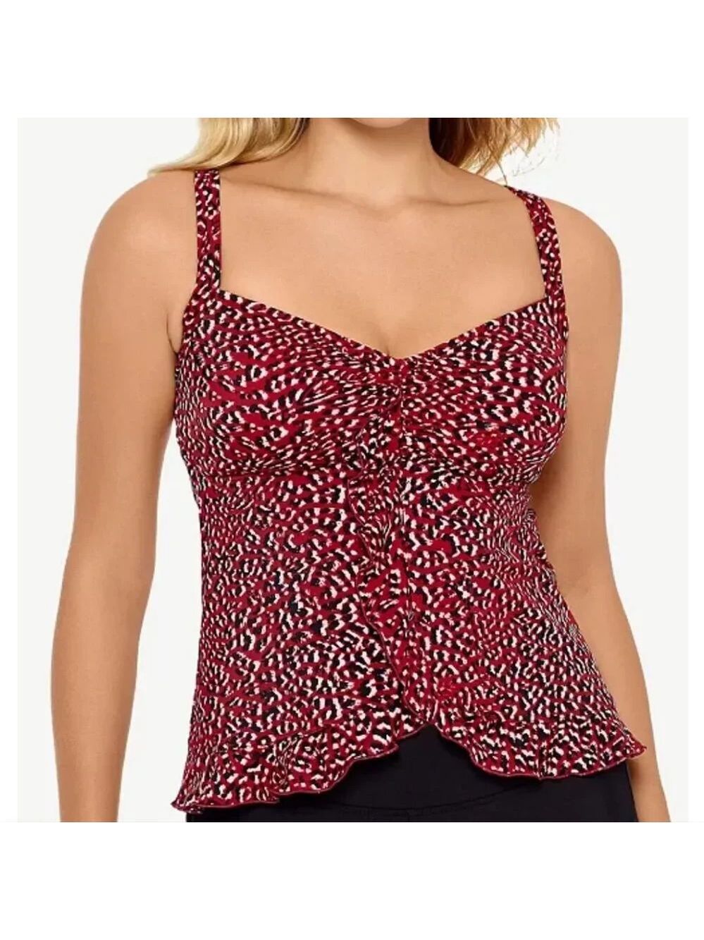 Swim Solutions V-Neck Ruffle Bottom Tankini Top